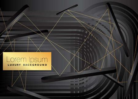 Minimalist black premium exclusive background. Vector luxury dark and golden gradient geometric elements.のイラスト素材