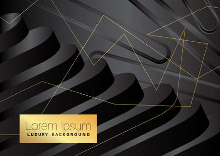 Minimalist black premium exclusive background. Vector luxury dark and golden gradient geometric elements.のイラスト素材