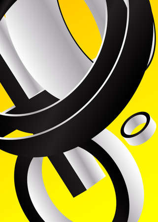 Abstract geometric shapes pattern background for business brochure cover design. Black, yellow, white, vector banner poster template with crosses, circles and rings.のイラスト素材