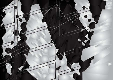 Black and white background. Vector luxury dark and light gradient geometric elements, lines and shapes.のイラスト素材