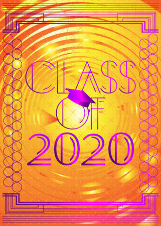 Art Deco Class of 2020 text. Decorative greeting card, sign with vintage letters.のイラスト素材