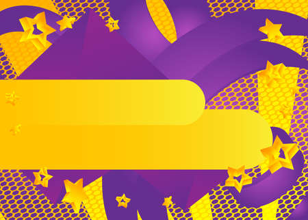 Modern graphic for message board with geometric elements, abstract yellow and purple vector background illustration.のイラスト素材