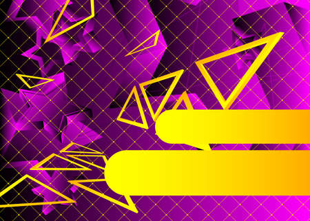 Modern graphic for message board with geometric elements, abstract yellow and purple vector background illustration.のイラスト素材