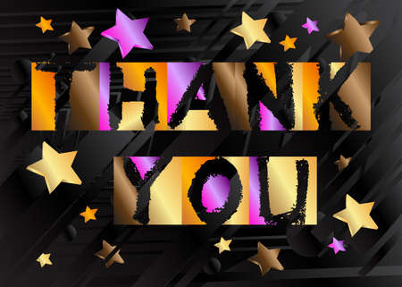 Abstract Thank You text. Vector illustrated grungy style word on geometric background.のイラスト素材