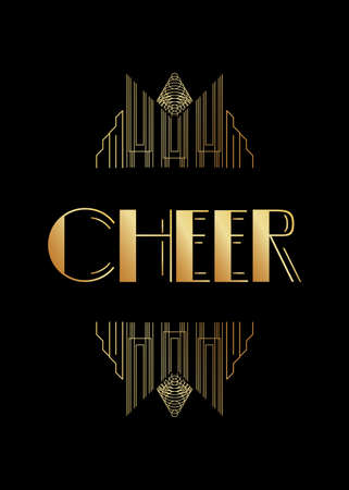 Art Deco Cheer text. Decorative greeting card, sign with vintage letters.のイラスト素材