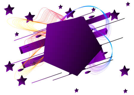 Trendy Modern colored poster abstract background. Composition of geometric shapes and splash  with dynamic linear waves. Vector illustration.のイラスト素材