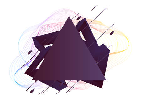 Trendy Modern colored poster abstract background. Composition of geometric shapes and splash  with...