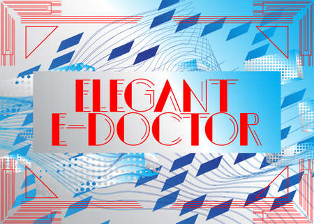 Art Deco Retro Elegant E-Doctor text. Decorative greeting card, sign with vintage letters.