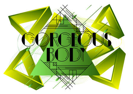 Art Deco Retro Gorgeous Body text. Decorative greeting card, sign with vintage letters.のイラスト素材