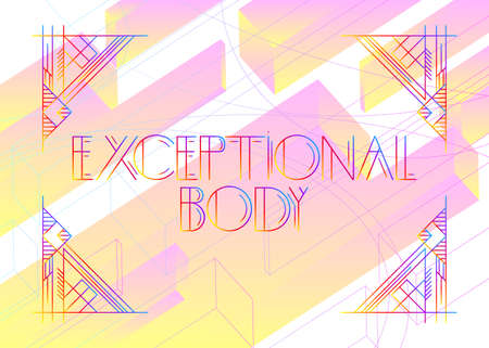Art Deco Retro Exceptional Body text. Decorative greeting card, sign with vintage letters.のイラスト素材