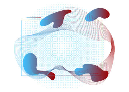 Abstract background with dynamic linear waves. Modern colored poster. Composition of geometric shapes. Trendy vector illustration.のイラスト素材