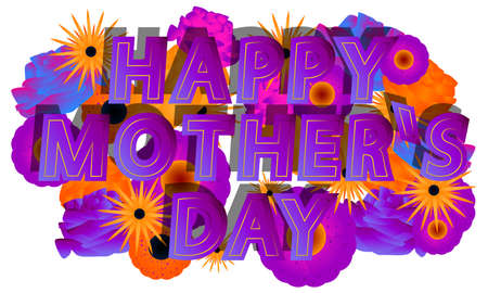 Happy Mother`s Day text on abstract floral greeting card. Print for posters. Vector illustration for banners, template design, creative presentation, social media.のイラスト素材