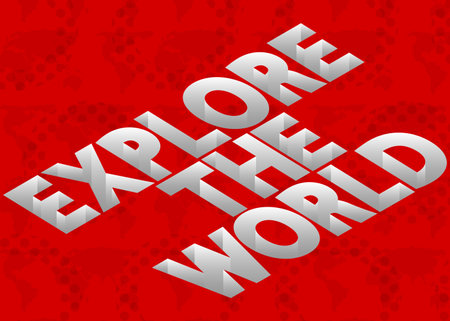 Explore the world text. Vector banner template design. Travel banner, fashion advertising, sales poster.のイラスト素材