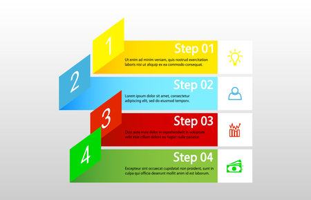 Abstract label, business infographics template. Vector illustration, timeline presentation. Flat design for web, marketing, advertising.のイラスト素材