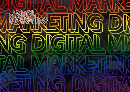 Digital Marketing, Vector logo. Quotes and phrases for cards, banners, posters, pillow and clothes. Festive design. Gay pride month vector concept. Lgbt lettering.のイラスト素材