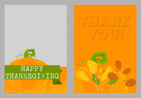 Modern Thanksgiving design for presentations templates with space for photo background. Leaflet, book, poster, flyer, brochure, cover design. Corporate advertising graphic design.のイラスト素材