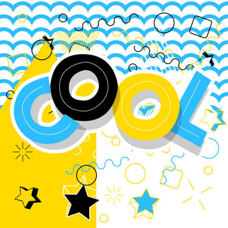 Cool. Word written with Children's font in cartoon style.のイラスト素材