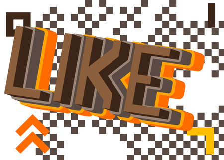 Like pixelated word with geometric graphic background. Vector cartoon illustration.のイラスト素材