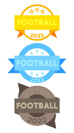 Set of ribbon with Football 2022 text. Banner template. Label sticker. Sign.のイラスト素材