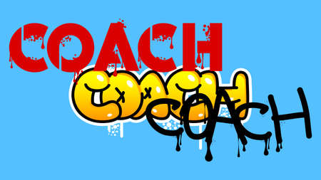 Coach. Graffiti tag. Abstract modern street art decoration performed in urban painting style.のイラスト素材