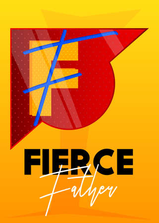 Superhero coat of arms showing Super Father icon. Colorful comic book style vector illustration.のイラスト素材