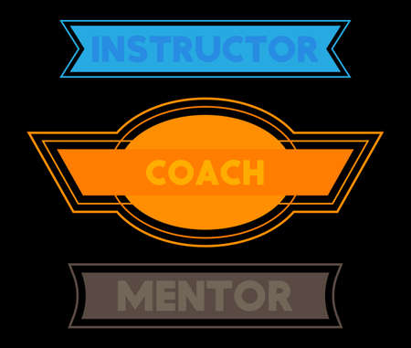 Set of ribbon with Instructor, Coach, Mentor text. Banner template. Label sticker. Sign.のイラスト素材