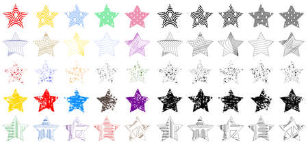 Star Icons. Abstract Award Line Collection. Group of rating icon.のイラスト素材
