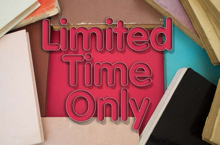 Limited Time Only word in opened book with vintage, natural patterns old antique paper design.