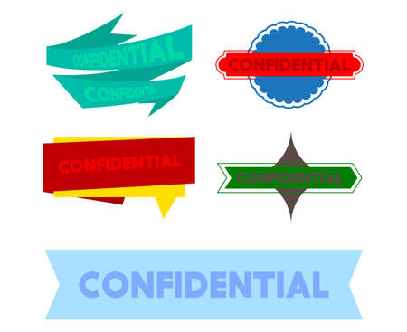Set of ribbon with Confidential text. Banner template. Label sticker. Sign.のイラスト素材