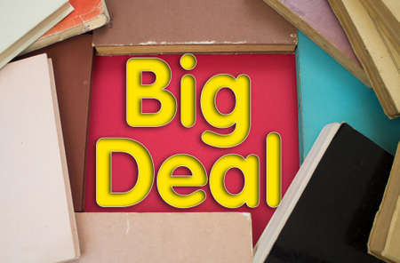 Big Deal word in opened book with vintage, natural patterns old antique paper design.の写真素材