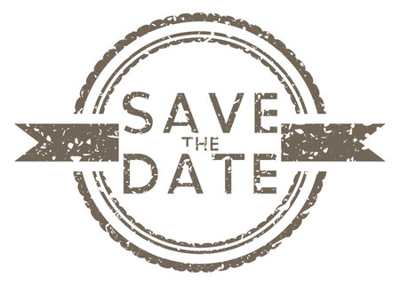 Simple vintage rubber stamp with Save The Date text.のイラスト素材