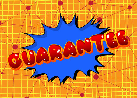 Guarantee. Word written with Children's font in cartoon style.のイラスト素材