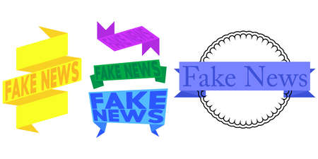 Set of ribbon with Fake News text. Banner template. Label sticker. Sign.のイラスト素材