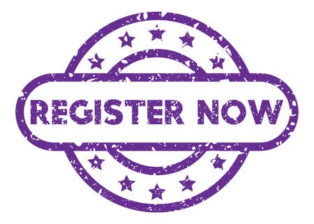 Simple vintage rubber stamp with Register Now text.のイラスト素材