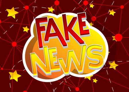 Fake News. Word written with Children's font in cartoon style.のイラスト素材