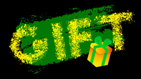 Gift. Graffiti tag. Abstract modern street art decoration performed in urban painting style.のイラスト素材