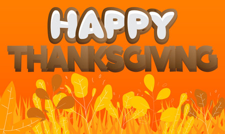 Thanksgiving. Word written with Children's font in cartoon style.のイラスト素材