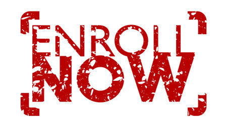 Simple vintage rubber stamp with Enroll Now text.のイラスト素材
