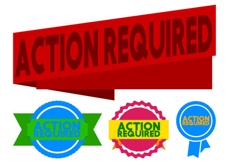 Set of ribbon with Action Required text. Banner template. Label sticker. Sign.のイラスト素材