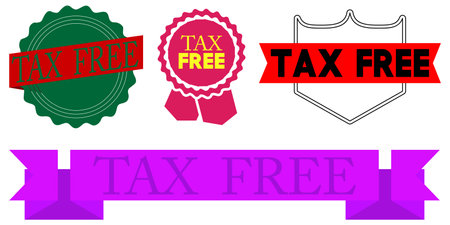 Set of ribbon with Tax Free text. Banner template. Label sticker. Sign.のイラスト素材