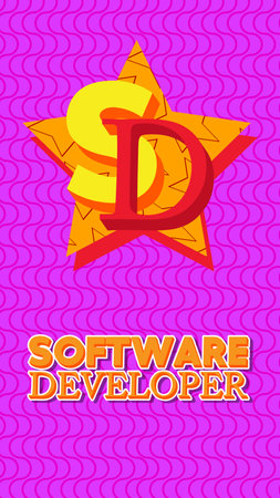 Superhero coat of arms showing Software Developer icon. Colorful comic book style vector illustration.のイラスト素材