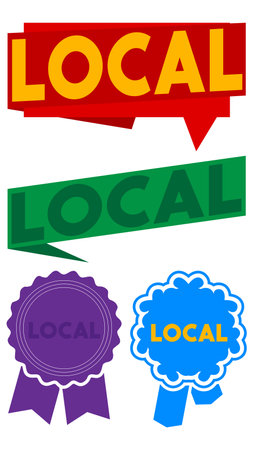 Set of ribbon with Local text. Banner template. Label sticker. Sign.のイラスト素材
