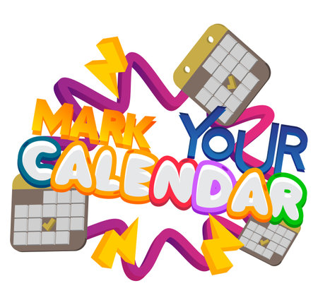 Mark Your Calendar. Word written with Children's font in cartoon style.のイラスト素材