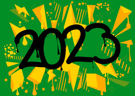 2023. Graffiti tag. Abstract modern street art decoration performed in urban painting style.のイラスト素材