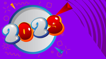 2023. Number written with Children's font in cartoon style.のイラスト素材