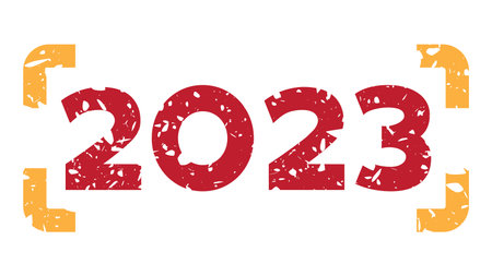 Simple vintage rubber stamp with number 2023.