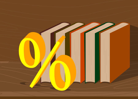 Percentage Sign on a book, cartoon vector illustration.のイラスト素材