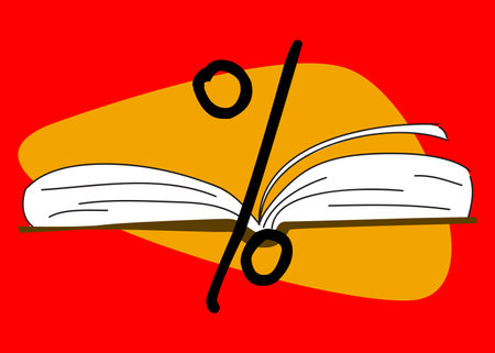 Percentage Sign on a book, cartoon vector illustration.のイラスト素材
