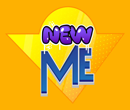 Superhero coat of arms showing New Me icon. Colorful comic book style vector illustration.のイラスト素材