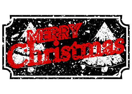 Simple vintage rubber stamp with Merry Christmas text.のイラスト素材